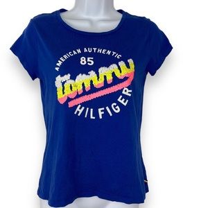 Tommy Hilfiger Girls Script Sequin Graphic T-Shirt XL